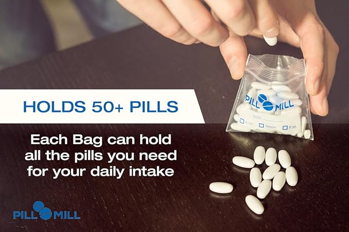 Pill Bag Count - Size 3" X 2" 3 Mil – Plastic Pill Organizer Bags – Small Pocket Pill Baggies – Travel Pill Pouch– Daily AM PM Medicine Storage Pouches – Locking Pill Carrier Container (100-Pack)