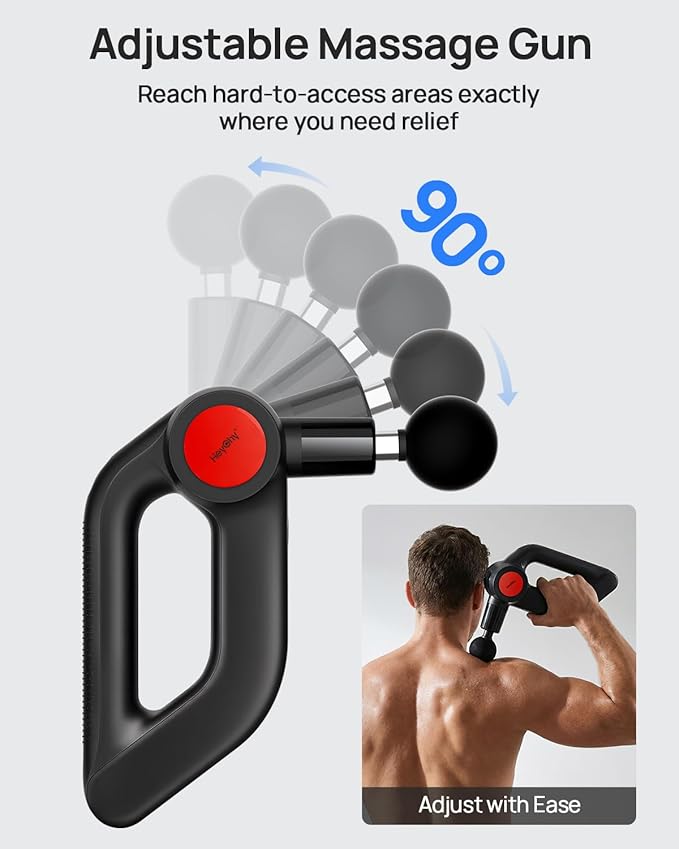 Massage Gun Deep Tissue with Heat Therapy, 12mm Amplitude Muscle Massager for Athletes, 5 Speeds & 4 Modes Massager Gun for Neck Back Shoulder Leg Pain Relief - Perfect for Men, Black
