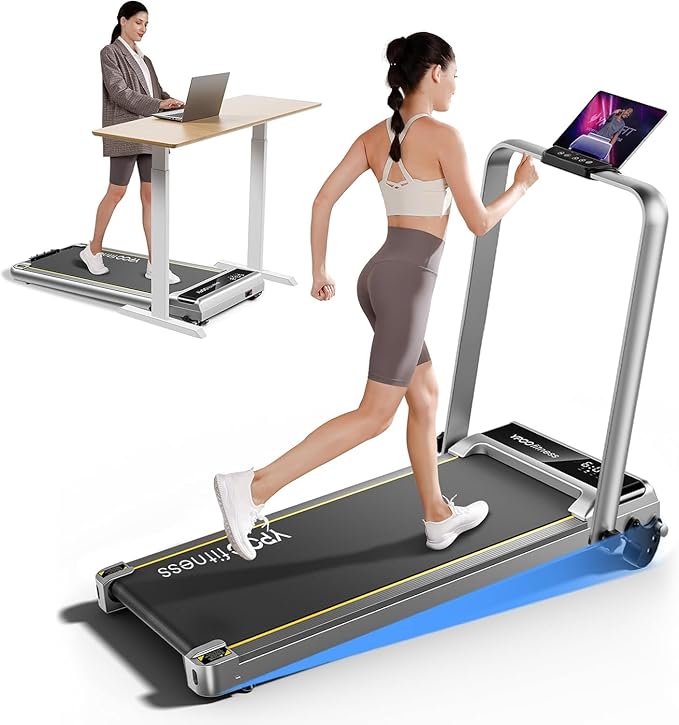 Walking Pad with Handles, Walking Pad Treadmill with Incline, 3 in 1 Foldable Treadmills for Home Office, Portable Under Desk Compact Design