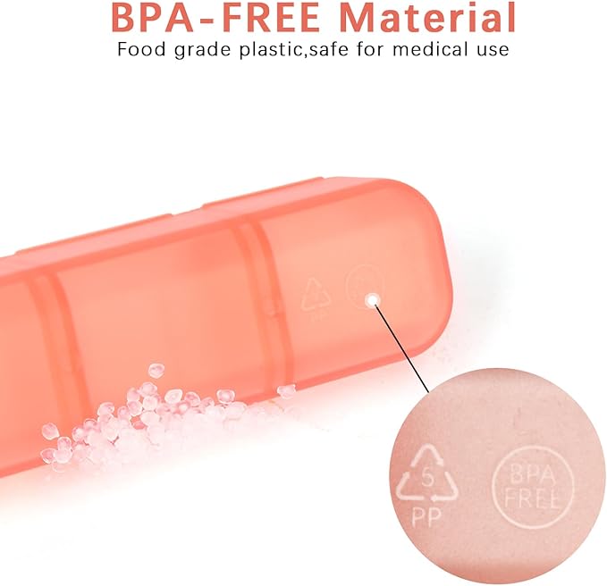Pill Organizer 3 Times a Day Pink, Weekly Pill Case with Labels, Pill Box Medicine Organizer to Hold Vitamins and Medication | IPX7 Waterproof |21 Independent Sealing Rings