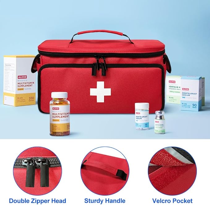 First Aid Bag Empty - Portable Medical Organizer Kit for Supplies, Travel, Home, Car & Outdoor Camping Hiking, School, Office Emergency Preparedness, Bag Organizing First Aid Supplies