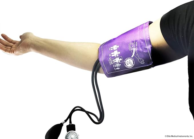 EMI Deluxe Aneroid Sphygmomanometer Manual Blood Pressure Monitor Adult Cuff Set with Case - #217 (Purple)