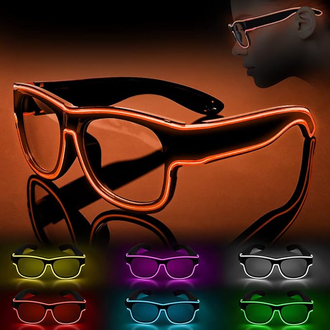 Ainiv Wireless Light Up Glasses 3 Modes LED Luminous Glasses Glow in the Dark for Parties, DJ, EDM, Halloween, Christmas