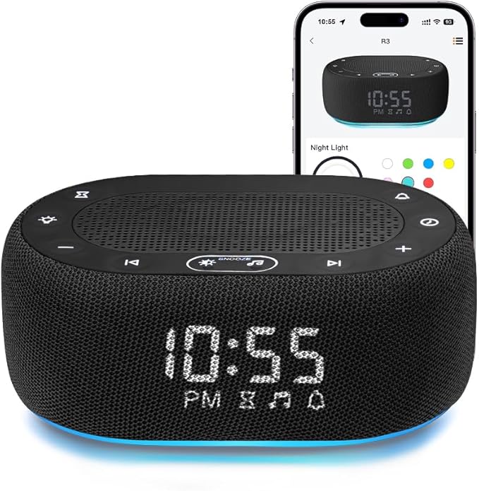 1Mii White Noise Sound Machine for Sleep, Pink Noise Machines for Baby Adults Sleeping, 18 Soothing Sounds with 7-Color Night Light, Timer, Alarm Clock, 16 Volume Levels, Easy App Control - Purple