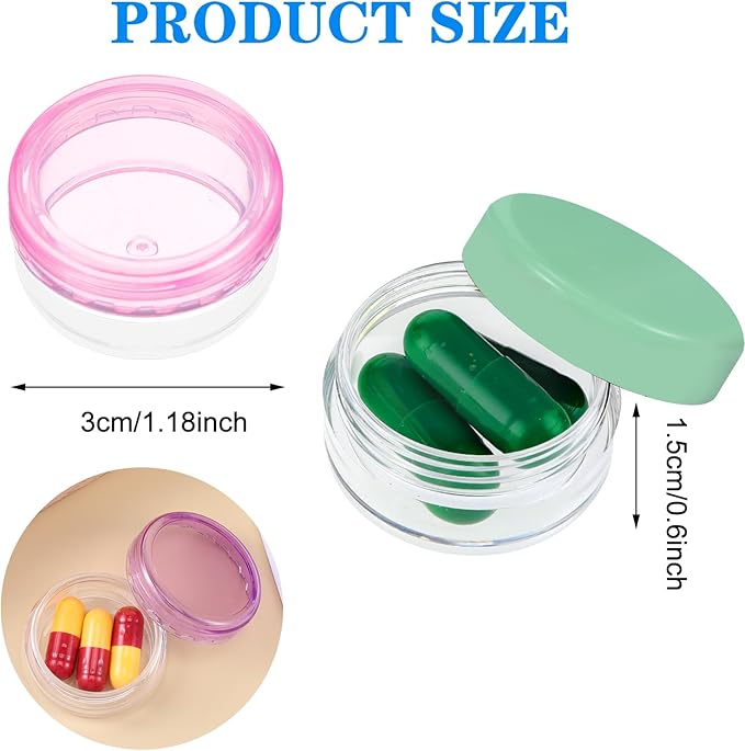 Small Pill Organizer Box, 5 Pcs Travel Pill Cases Holder Portable Daily Mini Pill Container No BPA Medicines Storage Containers for Purse Pocket Briefcase (Blue/Orange/Rose Red/Yellow/Green)