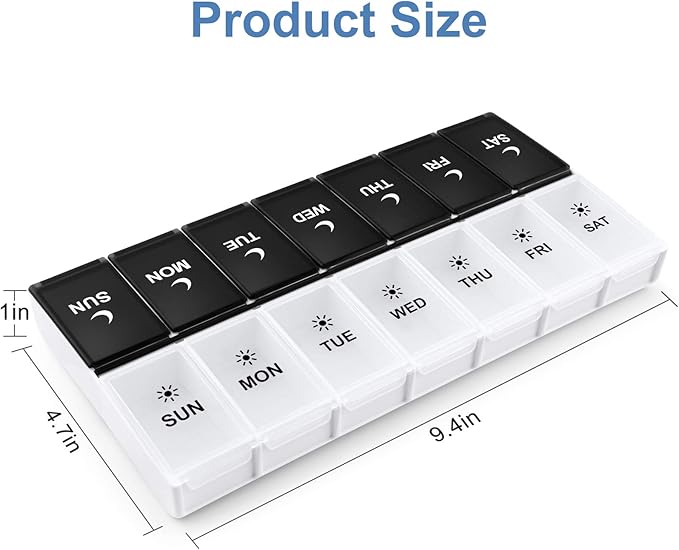 DANYING Extra Large Pill Organizer 2 Times a Day, XL Weekly Pill Box 2 Per Day, AM PM Pill Case, Day Night Pill Container 7 Day, Vitamin Case Twice a Day