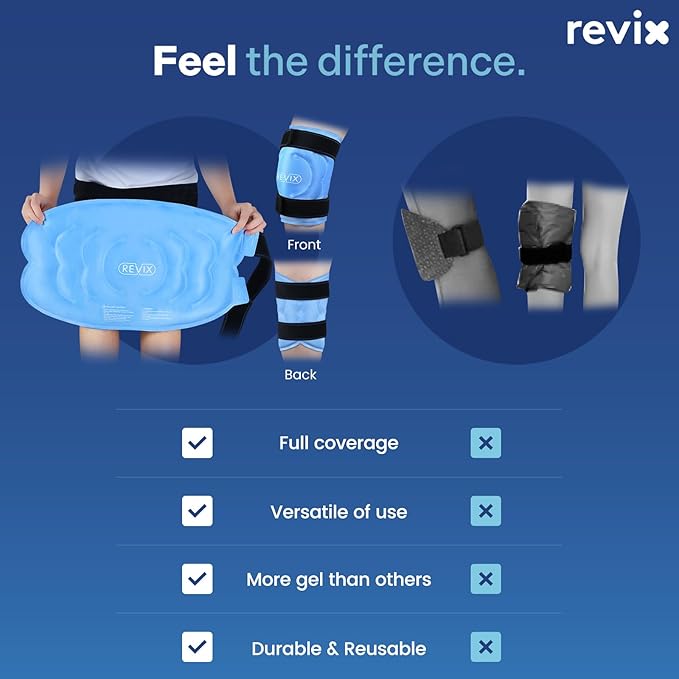 REVIX 20" Extra Large Ice Pack for Knee, Back, Shoulder, Reusable Gel ice Packs to Reduce Discomfort, XXXL Ice Knee Wrap with Cold Compression for Ease Fatigue and Promote Flexibility, Set of Two