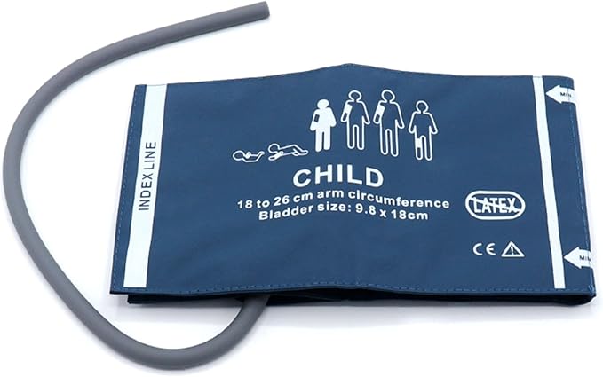 Universal NIBP PU Cuff for Pediatric Child 18-26cm, Single Tube Reusable Replacement Blood Pressure Cuff, No BP Connector