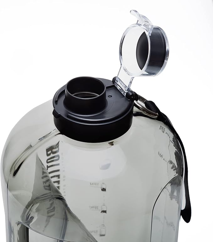 1 Gallon Water Jug with Flip-top Lid and Handle Strap, Leak-proof BPA Free Reusable Time Marker Reminder Large Capacity Gallon Water Bottle for Outdoor Sports Fitness Gym Hiking