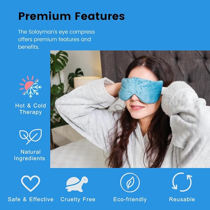 Solayman's Moist Heat Eye Compress | Microwave Activated for Dry, Irritated Eyes - Unscented Blue