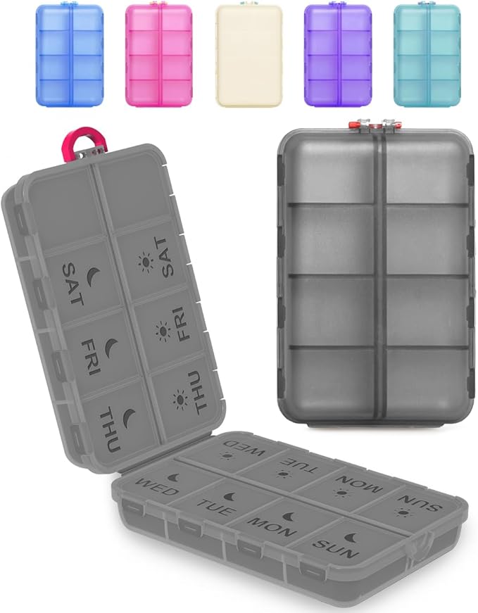 Pill Organizer Medicine Organizer Travel Essentials - Travel Pill Case with Labels, Large Daily Medicine Dispenser