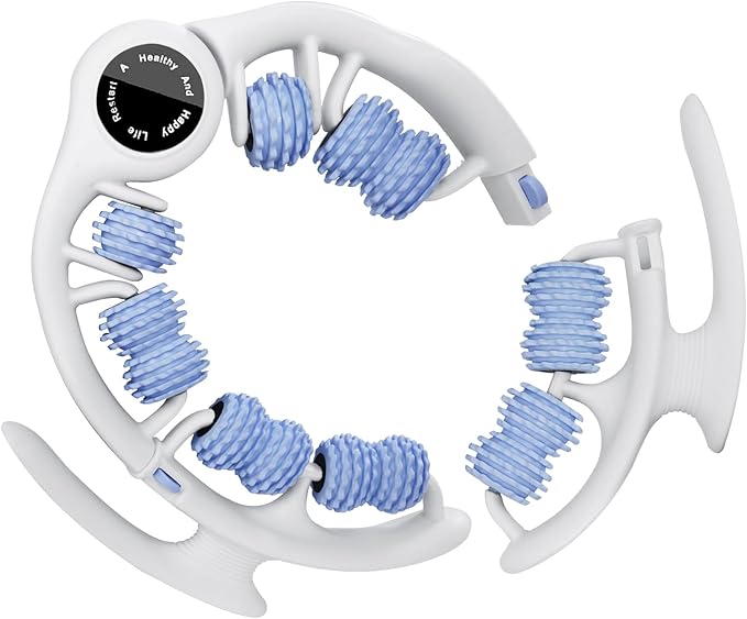 Anti-Cellulite Massage Roller with Detachable Handles | Lymphatic Drainage Massager & Fascia Blaster for Legs, Thighs, Buttocks | Tool for Deep Tissue Pain Relief & Smoother, Contoured Skin (Blue)