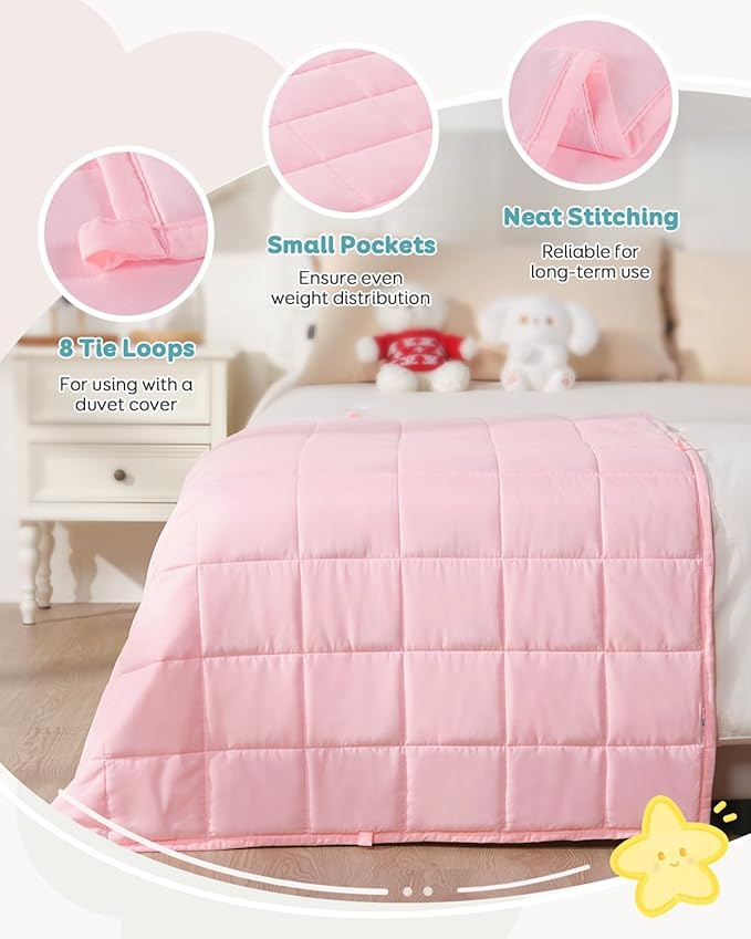 Topblan 3 lb Weighted Blanket, 36" x 48" Small Heavy Lap Blanket, Soft and Breathable, Glass Bead Filling for Calming, Machine Washable, Pink