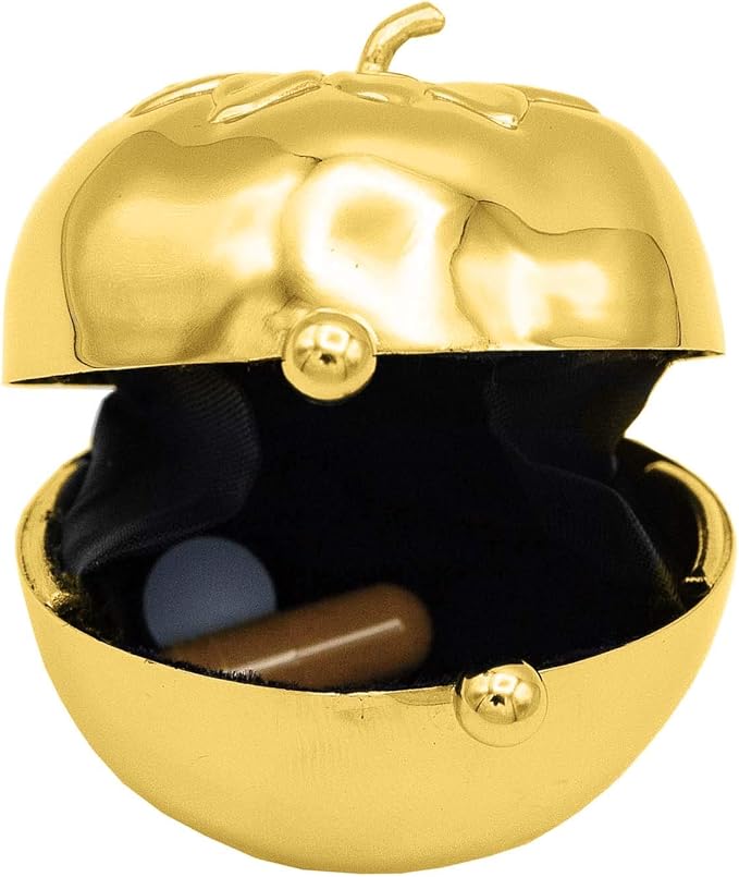Gold Pepper Shaped Pocket Purse Portable Travel Pill Box & Medicine Organizer (1 Large Compartment)
