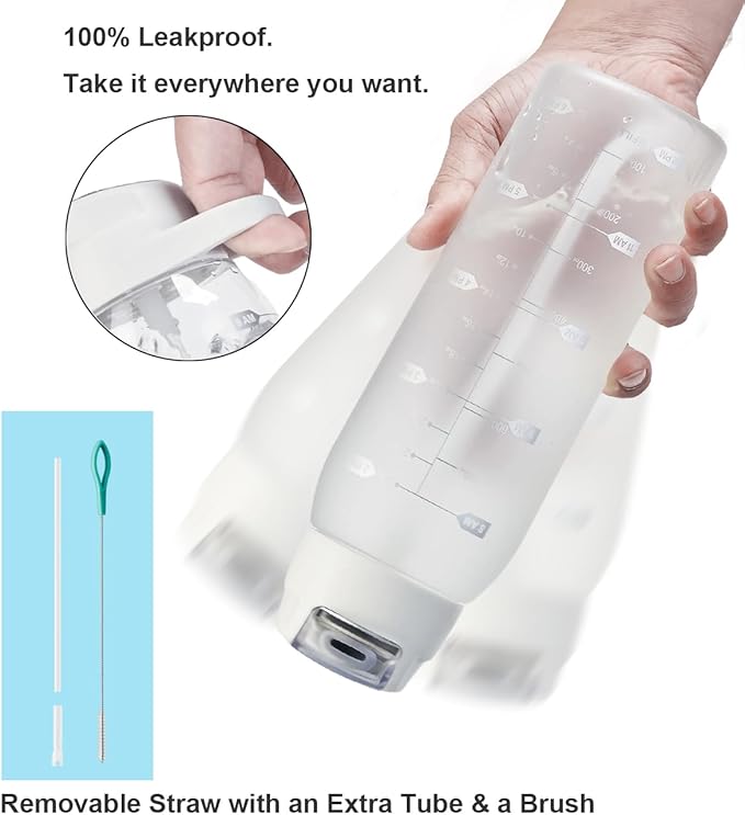Straw Water Bottle BPA Free Tritan with Time Markers, 30oz Large Durable Gym Plastic Bottle for Fitness, Outdoor Enthusiasts, Leakproof (Pack of 1)