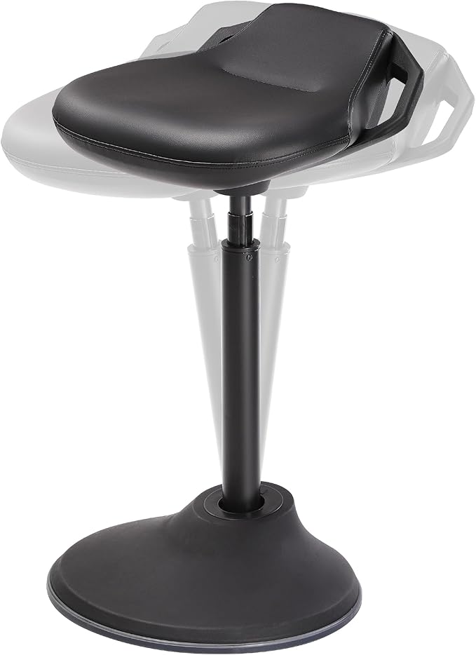 SONGMICS Ergonomic Wobble Stool, Height Adjustable Standing Desk Stool 23.6-33.3 Inches, Swivel Balance Chair with Non-Slip Base, Standing Chair, for Active Sitting, Office, Home, Ink Black UOSC12BK