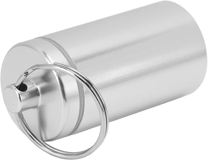 VBESTLIFE Keychain Pill Holder, Mini Portable Waterproof Aluminium Medicine Box Container Case Bottle for Outdoor Travel Camping