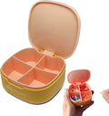 Pill Box 4 Times a Day Daily Pill Container Portable Pill Holder for Purse Compact Medicine Pill Organizer Vitamin Case Ideal for Travel (Pink)