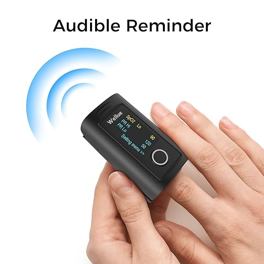 Wellue Bluetooth Pulse Oximeter Fingertip, Blood Oxygen Saturation Monitor with Free APP, Batteries, Carry Bag & Lanyard