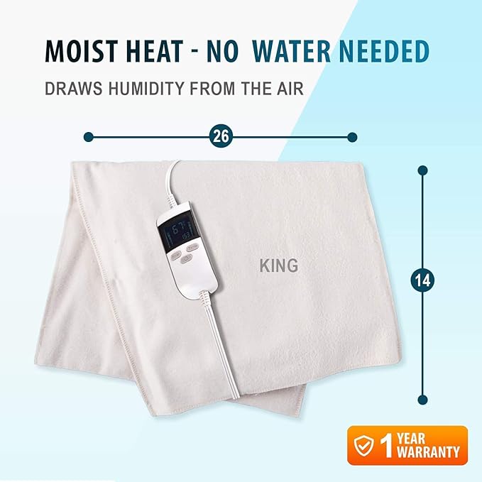 Professional Grade Heating Pad with Automatic Moist Heat by ThermoRelief, Extra HOT Heating for Deep Penetrating Heat - 2nd Gen Version (King Size Digital - 26" by 14")