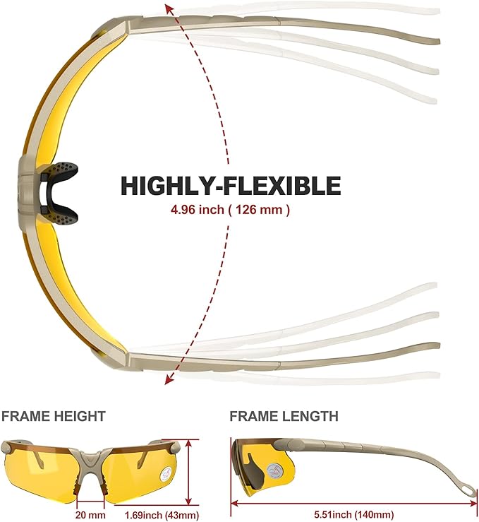 xaegistac Shooting Glasses with Case Anti Fog Hunting Safety Glasses for Adults