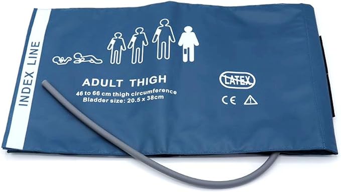 Blood Pressure PU Cuff with 50cm Single Tube for Adult Thigh 46-66 cm, Reusable Replacement NIBP Cuff with Inner Airbag for BP Monitor Machine, No Connector