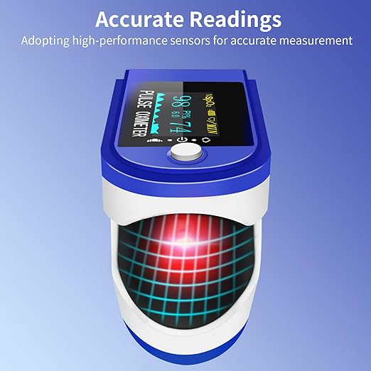 Two-Toned Athletic and Aviation Pulse Oximeter SpO2 and PR Value Waveform Blood Oxygen Neck/Pulse Oximeter Fingertip/Wrist/Fingertips (Sky blue)