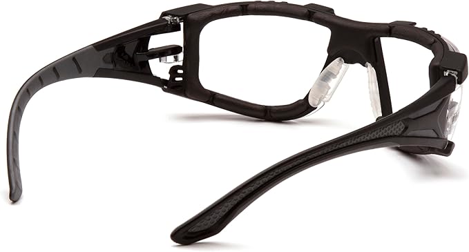 Pyramex Endeavor Plus Safety Glass Black/Gray Frame With Foam Padding Clear H2MAX Anti-fog Lens