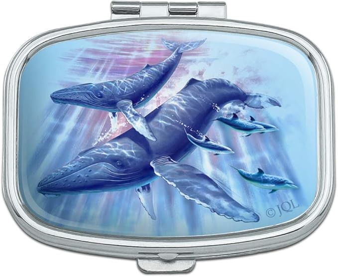 Humpback Whales Ocean Dance Rectangle Pill Case Trinket Gift Box