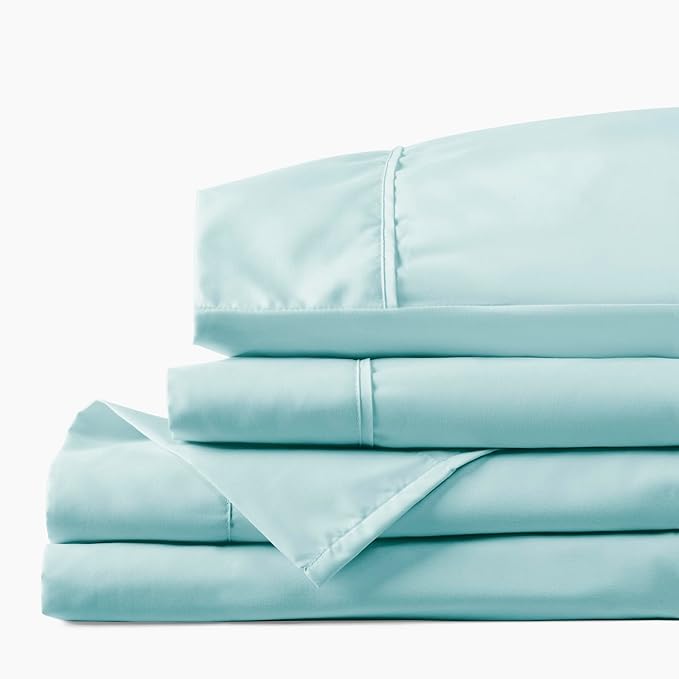 PeachSkinSheets Cooling Bed Sheets for Hot Sleepers - Ultra-Soft Breathable Luxury Microfiber Sheet Set, Moisture-Wicking, Deep Pocket, Oeko-TEX® (California King Size, Beach Blue)