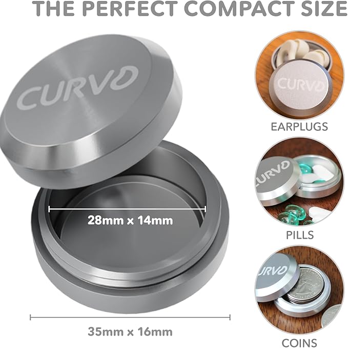 CURVD Premium Carrying Case - Durable Travel Keychain Container, Small Waterproof Holder for Earplugs, Pills, Coins Compatible with Loop, Eargasm & Vibes, or Compact Mini Purse Pill Box (2 Pack)