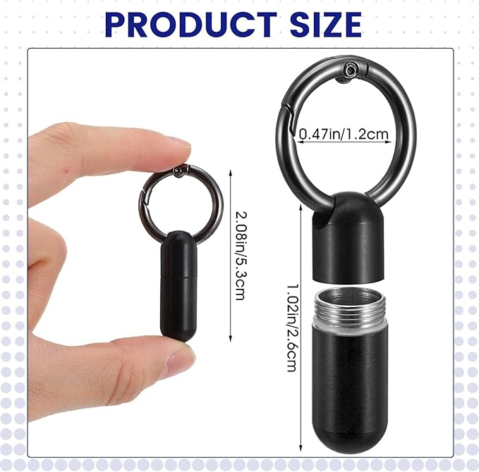 2 PCS Small Pill Case Micro Keychain Pill Holder Portable Waterproof Container Tiny Pocket Medicine Organizer with Keyring for Travel Purse Pocket Handbag Outdoor
