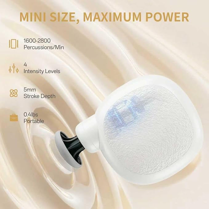 Mini Massage Gun Deep Tissue with 3 Heads, 80% Smaller Percussion Handheld Muscle Massager for Full Body Relief, 0.4lbs Portable Massage Gun with 4 Speeds for Travel, Home, Gifts for Women & Men