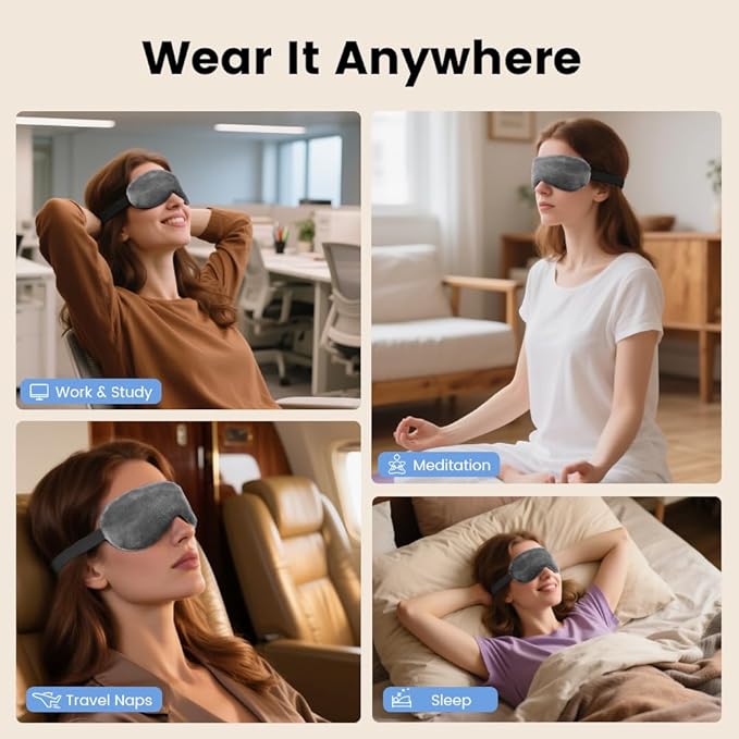Microwave Heated Eye Mask, Steam Warm Compress for Dry Eyes, Work with Relieve, Blepharitis & Stye Treatment (Gray) - 2 Pack