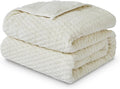 Weighted Blanket Queen Size for Adults,15lbs Jacquard Sherpa Heavy Blanket for Calming and Relax, Dual Sided Ultra Soft Fuzzy Throw Blanket with Glass Beads, 48" x 72", Cream White