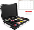 20 Compartment Large Pill Case with Airtight Seal - Silicone Gasket Waterproof Med Box with Medication Map, Medical Alert Card (Black, 1 Pack)