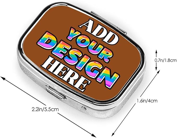 Custom Travel Pill Box, Medicine Pill Organizer Case Container Travel Pill Holder Vitamin for Boxes Med Wallet Portable Mini Pastillero Square, SaddleBrown, Personalized Gifts,