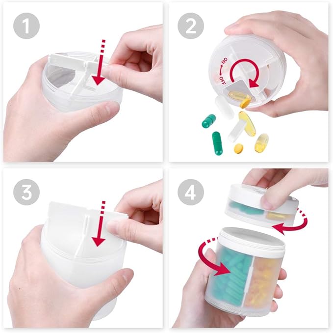 Extra Large Supplement Organizer and Portable Pill Case with 8 Compartments Double Layers Medicine Dispenser Monthly Vitamins Organizers Pill Bottle,Transparent