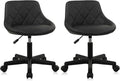 Low Back Small Rolling Stool with Backrest - 360° Swivel Chairs with Wheels, Adjustable Height Armless Vanity Chair, Thickened Seat Cushion Stool Chairs for Spa, Shop, Salon, Massage, Black, 2 Pack