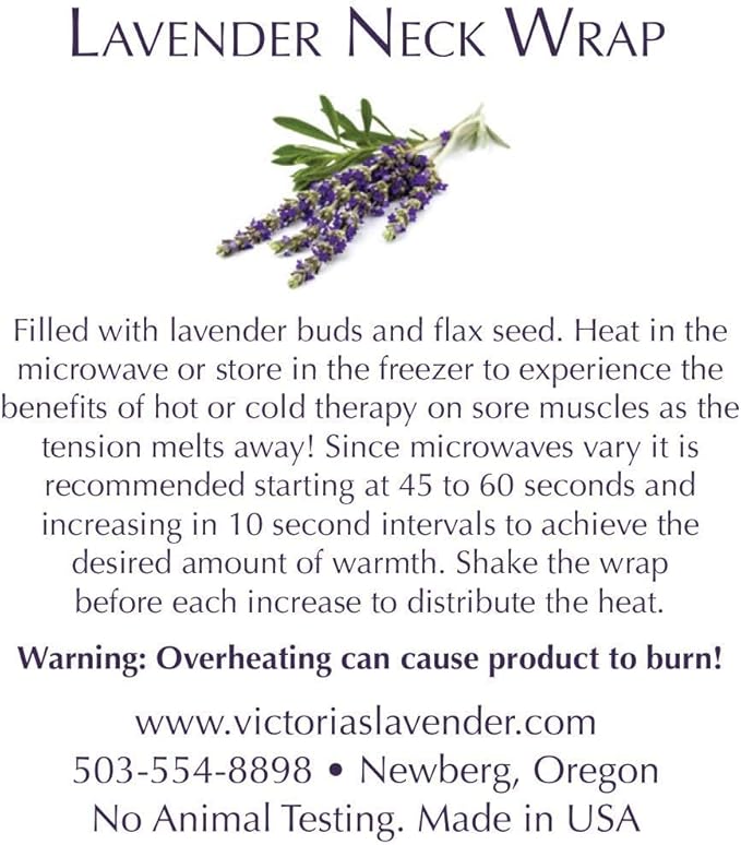 Victoria's Lavender Microwavable Neck Heating Pad – Extra Long Aromatherapy Wrap for Men & Women, Buds of Lavender Neck Wrap with Flax Seeds, Heated Neck Wrap, Relaxing Spa Gift Set Idea, Made in USA