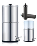 2.25 Gal Gravity Fed Water Filter System - Countertop Stainless Steel Countertop Water Filtration System, Gravity Water Purifier with 2 Carbon Filters NSF/ANSI 42 Certification