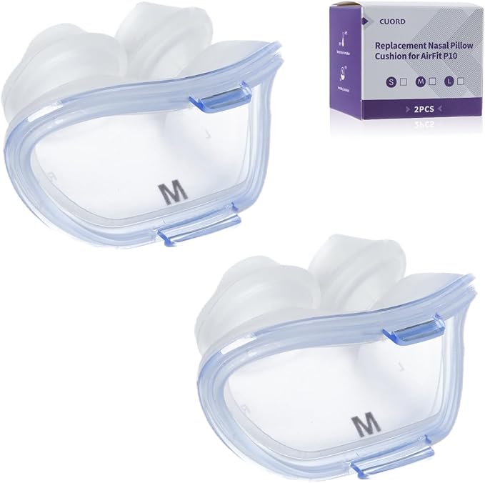 Replacement Nasal Pillow Cushion for ResMed AirFit P10, FSA/HSA Eligible, Compatible with Original Airfit P10 Frame, Reliable Seal & Soft Replacement Silicone CPAP Mask Cushion, 2-Pack, Medium
