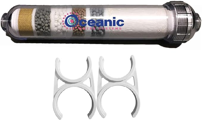 6 Stage- Alkaline Antioxidant | KDF | Mineral pH Balancing Ionizer Drinking Water Filter Inline | 2.5"x 12"