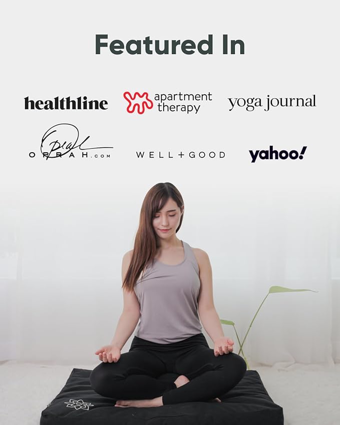 Mindful & Modern Zabuton Meditation Mat - Cotton Filled Yoga and Meditation Pad - Zabuton Meditation Cushion for Kneeling and Sitting Support - Large Rectangular Sitting Floor Pillow for Bench or Zafu