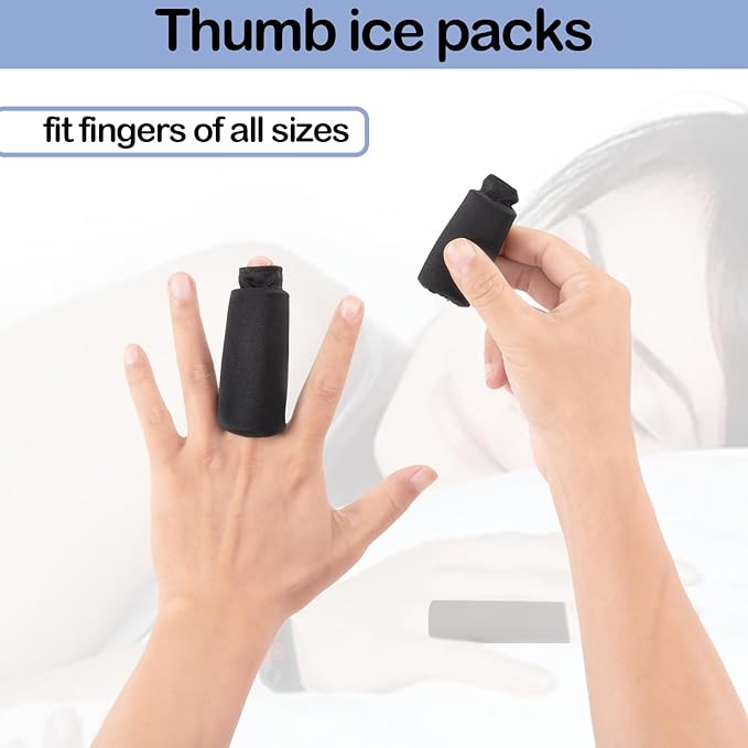 4 PCS Finger Ice Pack, Gel Thumb Ice Pack, Thumbs & Toes Hot Cold Therapy Ice Pack for Finger for Arthritis, Tendinitis, Trigger Finger and Swollen Finger (Black)