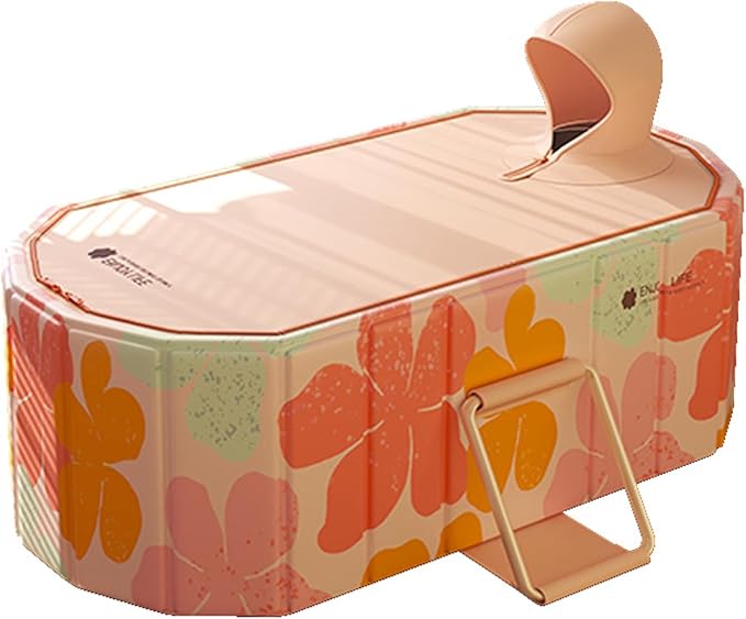 Foldable Bathtub for Adult Large 47'in Collapsible tub Portable Bathtub for Bathroom Folding SPA Tub for Shower Stall, Ideal for Small Spaces (Pink-with cover, XL: 47"L x 33.8"W x 19.5"H)