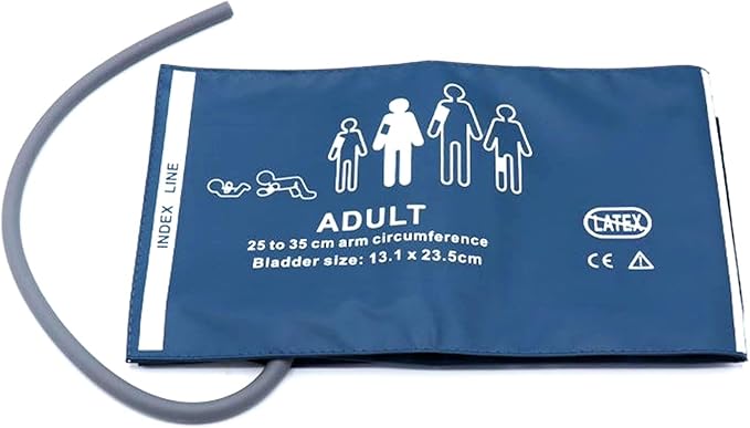 Blood Pressure PU Cuff with 60cm Single Tube for Adult 25-35 cm, Reusable Replacement NIBP Cuff with Inner Airbag for BP Monitor Machine, No Connector