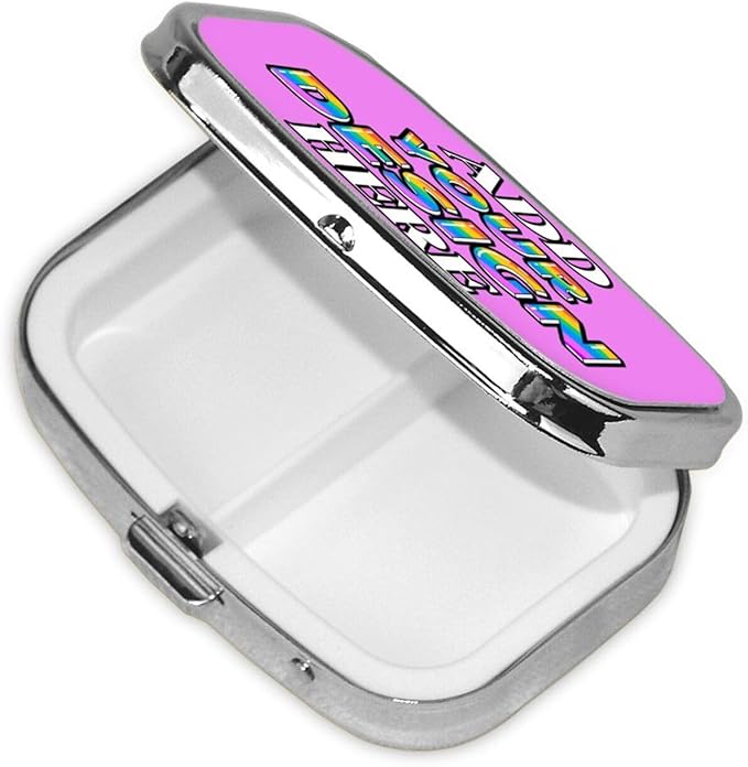 Custom Travel Medicine Organizer, Medicine Pill Box Case Container Travel Pill Holder Vitamin for Purse Med Wallet Portable Mini Pastillero Square, Violet, Customized Gifts
