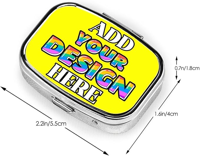 Custom Pill Organizer, Medicine Pill Box Case Container Travel Pill Holder Vitamin for Purse Med Wallet Portable Mini Pastillero Square, Yellow, Customized Gifts