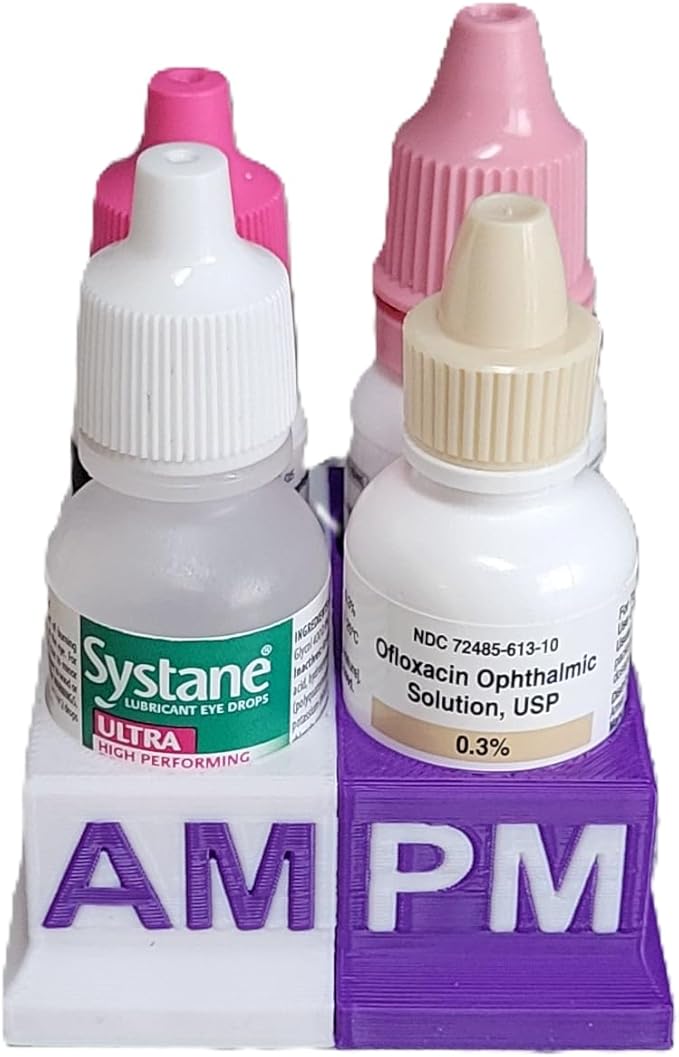 Znet3D Eye Drops Bottle Organizer & Tracker – AM/PM 4-Slot (White/Purple)